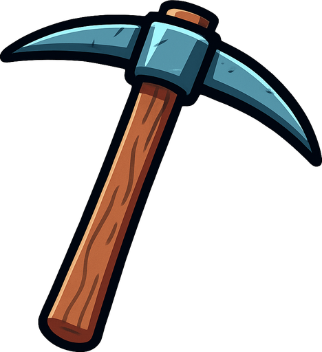 pickaxe.
In-Game asset.  2d.  High contrast.  No shadows