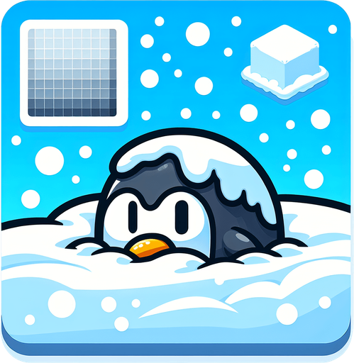 Пингвин в снегу. Мультяшный. Головой в снегу.
Single Game Texture.  In-Game asset.  2d.  Blank background.  High contrast.  No shadows