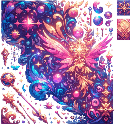 fairy.
Single Game Texture. In-Game asset. 2d. Blank background. High contrast. No shadows.