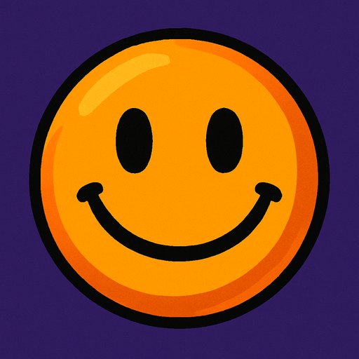Orange smiley ball.
In-Game asset.  2d.  High contrast.  No shadows