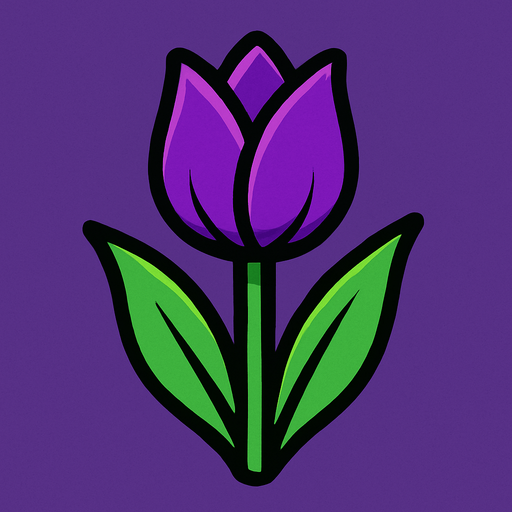 Purple tulip.
In-Game asset.  2d.  High contrast.  No shadows