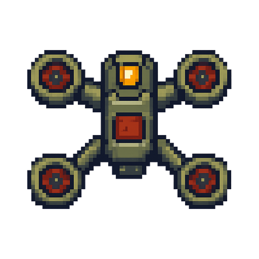 16 bit top down flyin war drone.
In-Game asset.  2d.  High contrast.  No shadows
