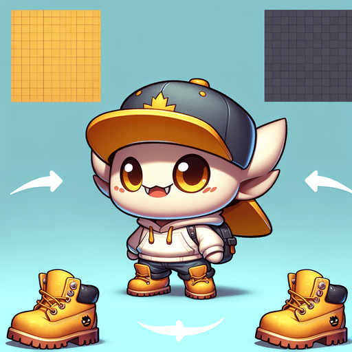 A cute monster wearing a snapback and Timberland shoes in Chibi style Single Game Texture. In-Game asset. 2d. Blank background. High contrast. No shadows.