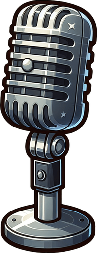 Cartoon classical microphone.
Single Game Texture.  In-Game asset.  2d.  Blank background.  High contrast.  No shadows