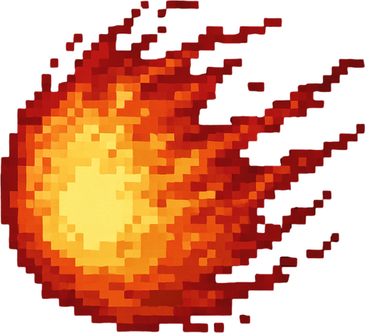 Fireball dark souls style 2d pixel art.
In-Game asset.  2d.  High contrast.  No shadows