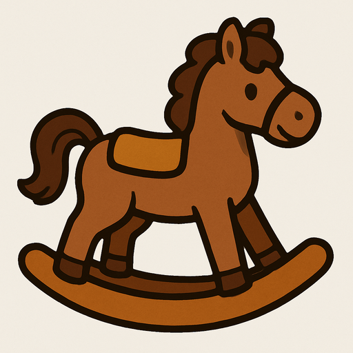 Brown rocking horse.
In-Game asset.  2d.  High contrast.  No shadows
