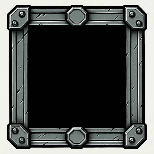 metal border.
In-Game asset.  2d.  High contrast.  No shadows