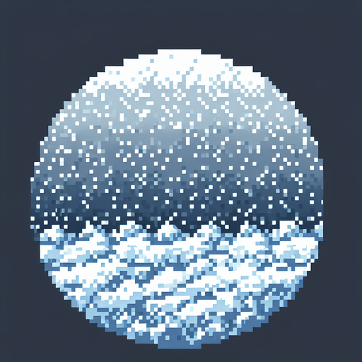 snowy ground image pixalated Single Game Texture. In-Game asset. 2d. Blank background. High contrast. No shadows.