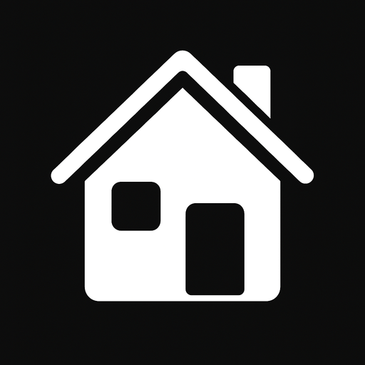 la figura de una casa color blanca simple para una interfaz.
In-Game asset.  2d.  High contrast.  No shadows