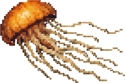 realistic pixel horizontal jellyfish.
In-Game asset.  2d.  High contrast.  No shadows