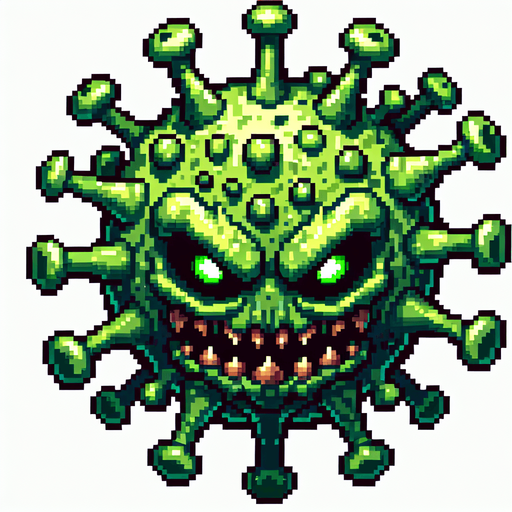 a sprite of a virus monster.
a 2d sprite of a virus monster