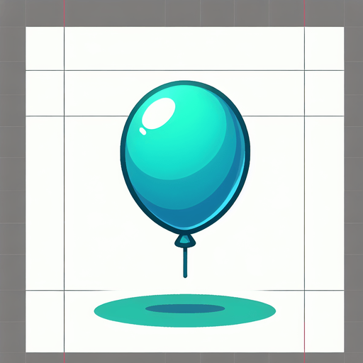turkuaz renginde balon.
Single Game Texture.  In-Game asset.  2d.  Blank background.  High contrast.  No shadows
