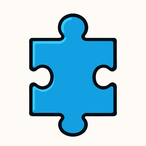 Puzzle peice blue.
In-Game asset.  2d.  High contrast.  No shadows