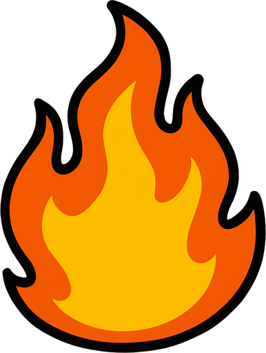 toony basic flame.
In-Game asset.  2d.  High contrast.  No shadows