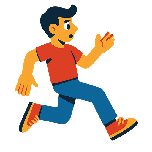A person running backwards.
In-Game asset.  2d.  High contrast.  No shadows