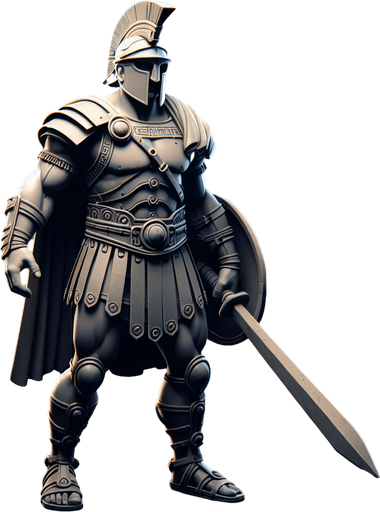 player gladiator MG.
Single Game Texture.  In-Game asset.  2d.  Blank background.  High contrast.  No shadows