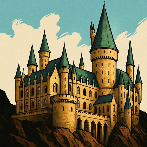 Howgarts, algo realista.
In-Game asset.  2d.  High contrast.  No shadows