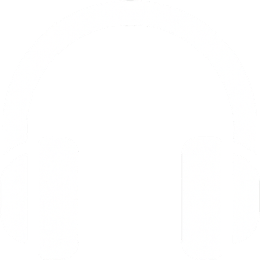 White headphones logo..
In-Game asset.  2d.  High contrast.  No shadows