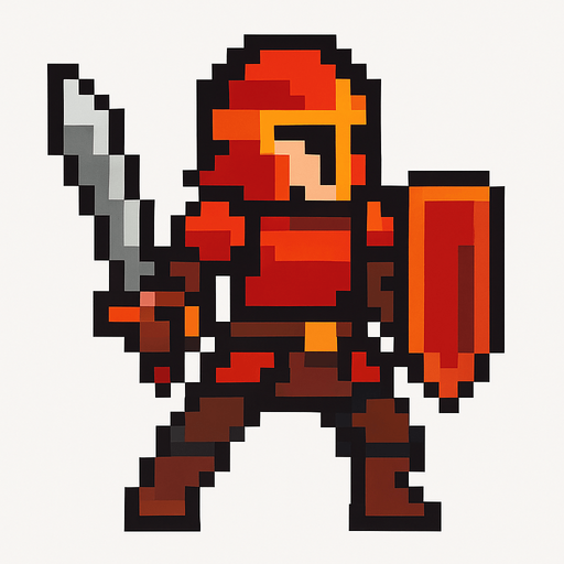 savaşçı piksel.
In-Game asset.  2d.  High contrast.  No shadows