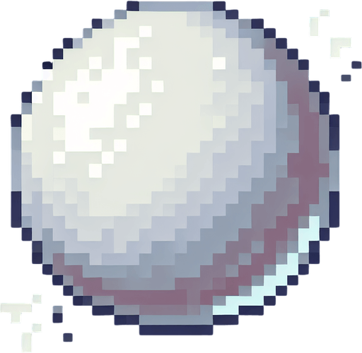 pixel art of a white orb.
Single Game Texture. In-Game asset. 2d. Blank background. High contrast. No shadows.