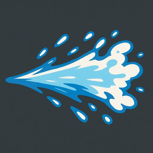 Water spraying forward
In-Game asset.  2d.  High contrast.  No shadows