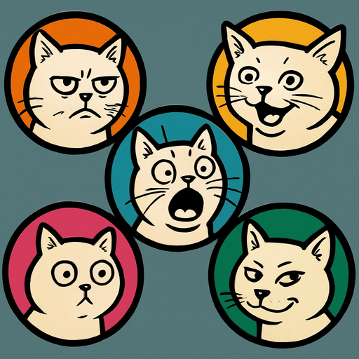 5 figuras redondas de memes de gatos