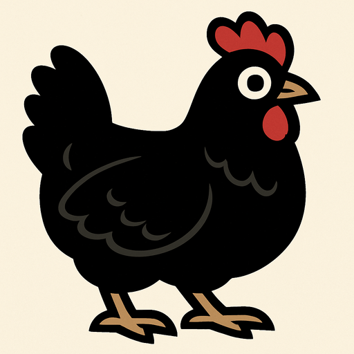 Black chicken.
In-Game asset.  2d.  High contrast.  No shadows