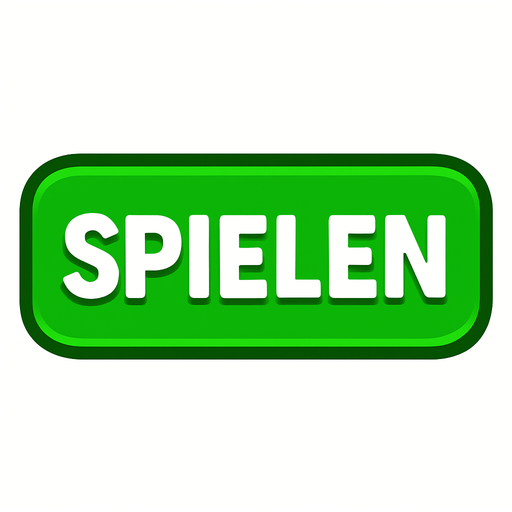 SPIELEN GREEN BUTTON.
In-Game asset.  2d.  High contrast.  No shadows