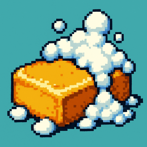 Un jabon con espuma, pixel art, metal slug.
In-Game asset.  2d.  High contrast.  No shadows