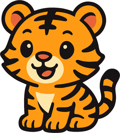 Cute tiger.
In-Game asset.  2d.  High contrast.  No shadows