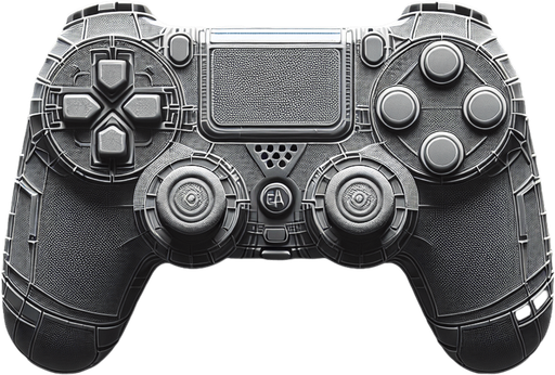 An upclose view of a joystick from above showing detail..
Single Game Texture. In-Game asset. 2d. Blank background. High contrast. No shadows.