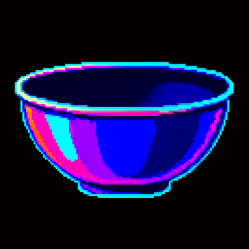 A large kitchen mixing bowl. Side view.