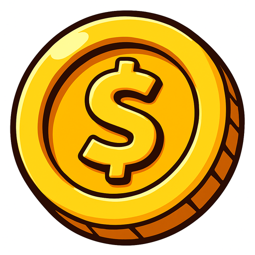 Gold coin.
In-Game asset.  2d.  High contrast.  No shadows