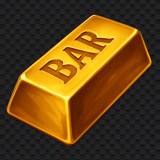 Crea un asset para el símbolo 'B' de Megaways: una Barra de Oro.
Una barra de oro sólida y brillante, con reflejos realistas que sugieran lujo y peso. Puede tener la palabra 'BAR' grabada sutilmente. Estilo de casino opulento. Color dorado intenso. Fondo transparente. Es un símbolo de alto valor (40x), debe transmitir riqueza.
In-Game asset.  2d.  High contrast.  No shadows