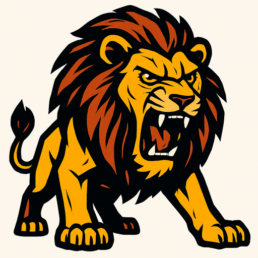 A masai Lion angry.
In-Game asset.  2d.  High contrast.  No shadows