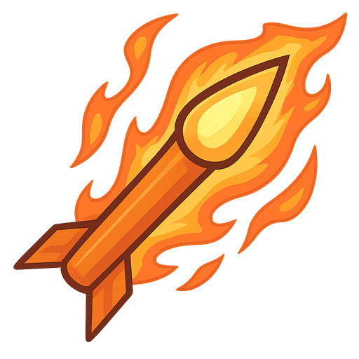 fire bullet. No background. Transparent background. Blank background. No shadows. 2d. In-Game asset. flat