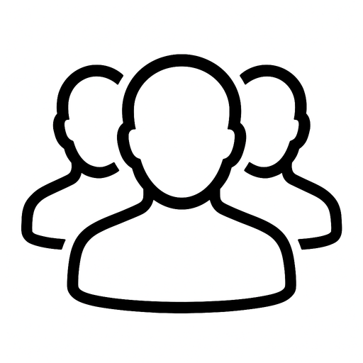 3 tane insan profil resmi 1 tane önde 2 arkada kalıyor beyaz olsun.
In-Game asset.  2d.  High contrast.  No shadows