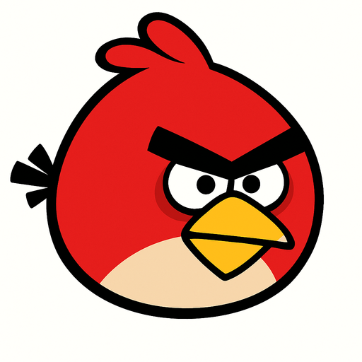 bird from angry birds.
In-Game asset.  2d.  High contrast.  No shadows