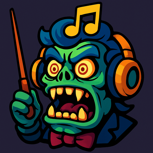 Music maestro monster head . 3d..
In-Game asset.  High contrast.  No shadows