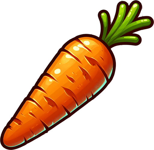 carrote.
Single Game Texture.  In-Game asset.  2d.  Blank background.  High contrast.  No shadows