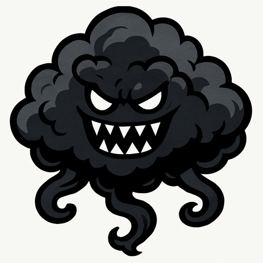 evil black gray cloud monster.
In-Game asset.  2d.  High contrast.  No shadows