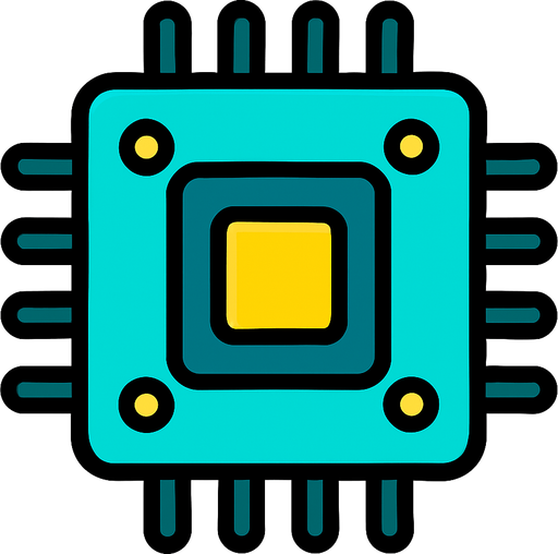 Computer chip.
In-Game asset.  2d.  High contrast.  No shadows