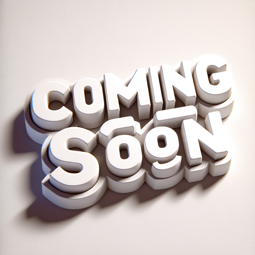 coming soon letters in white.
Single Game Texture. In-Game asset. 2d. Blank background. High contrast. No shadows.