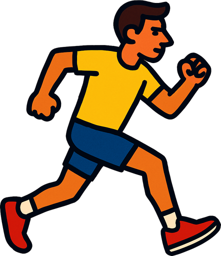 runner with a yellow shirt.
In-Game asset.  2d.  High contrast.  No shadows