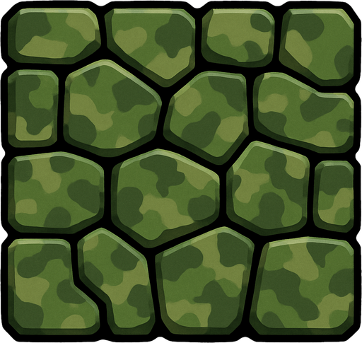 stone, cell for wall. color green camouflage
In-Game asset.  2d.  High contrast.  No shadows