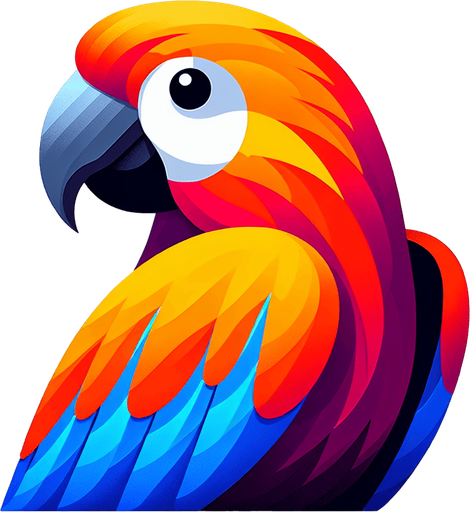 parrot bird.
Single Game Texture. In-Game asset. 2d. Blank background. High contrast. No shadows.