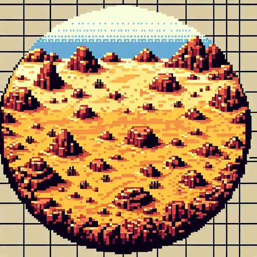 Pixelated desert floor without objects.
Single Game Texture.  In-Game asset.  2d.  Blank background.  High contrast.  No shadows