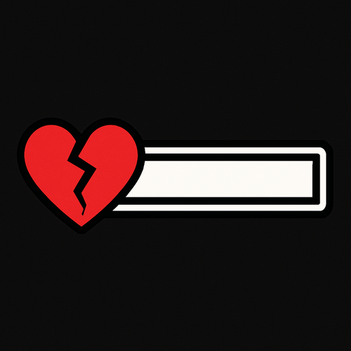 Barra de vida vacia con un corazón roto
In-Game asset.  2d.  High contrast.  No shadows