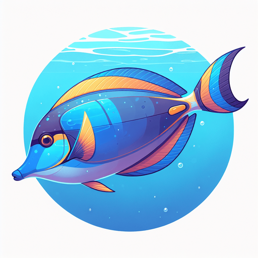 A realistic surgeonfish swiming to the right.
Single Game Texture. In-Game asset. 2d. Blank background. High contrast. No shadows.