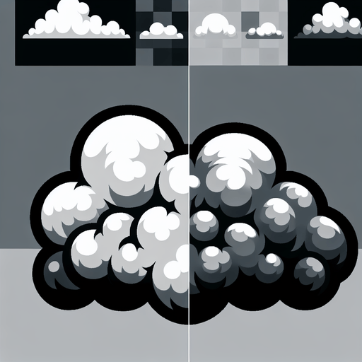 Nube.
Single Game Texture.  In-Game asset.  2d.  Blank background.  High contrast.  No shadows